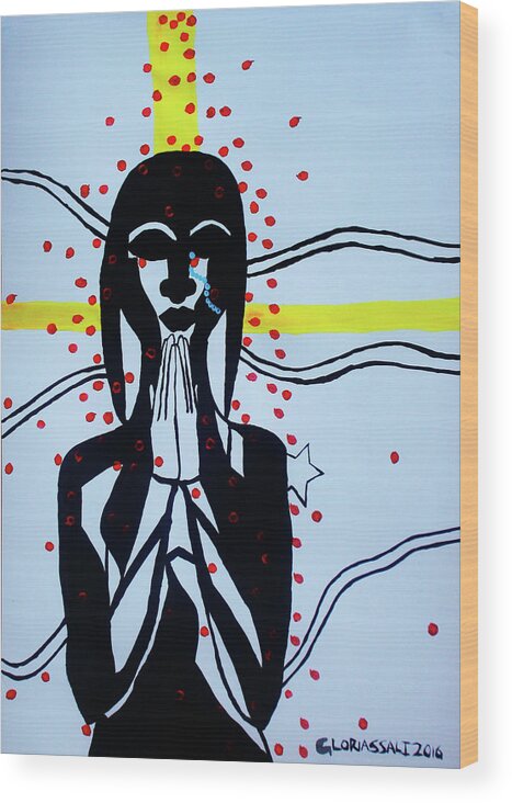 Jesus Wood Print featuring the painting Poppies For Peace in South Sudan by Gloria Ssali