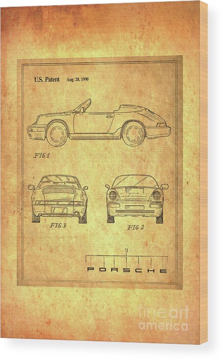 Porsche Wood Print featuring the digital art Porsche Blueprint by Steven Parker