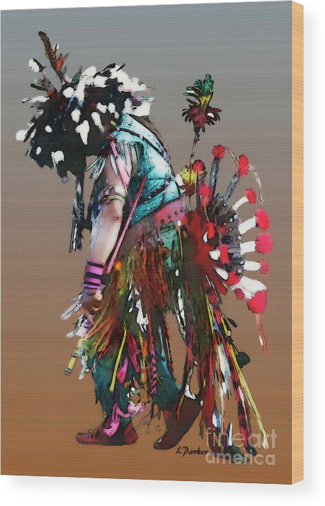 Abstract Wood Print featuring the photograph Pow Wow Dancer by Linda Parker