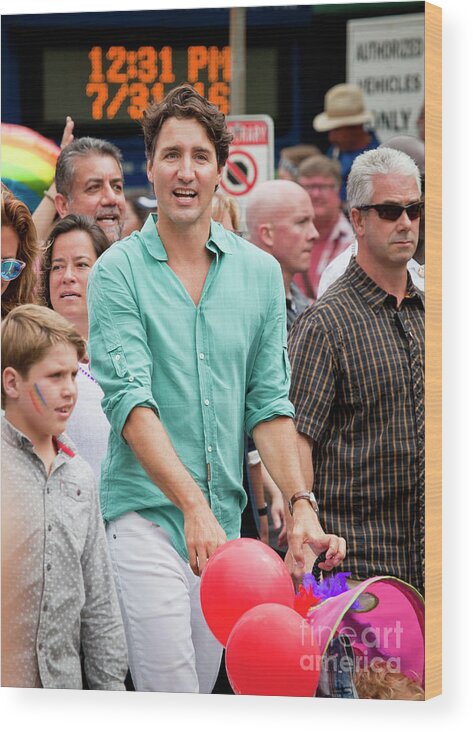 Justin Trudeau Wood Print featuring the photograph Prime Minister Justin Trudeau by Chris Dutton