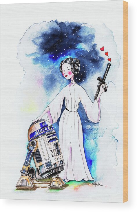 Princess Wood Print featuring the painting Princess Leia Illustration by Isabel Salvador