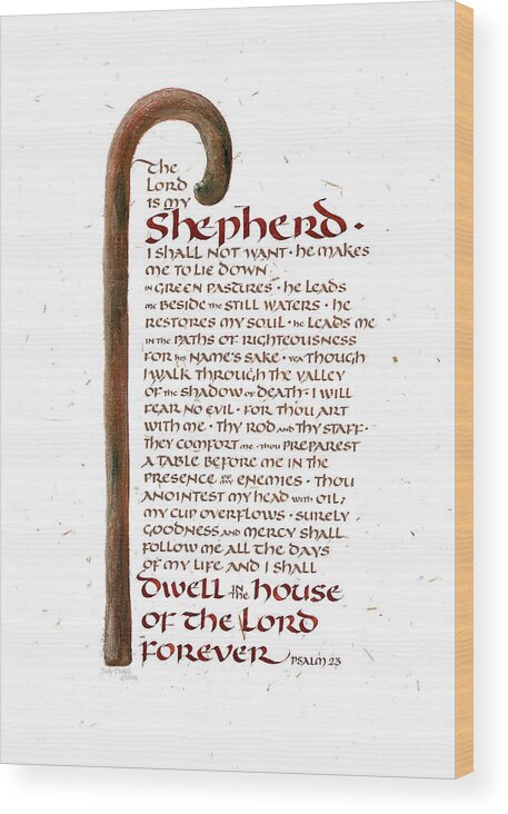 Bible Books Wood Print featuring the painting Psalm 23 by Judy Dodds