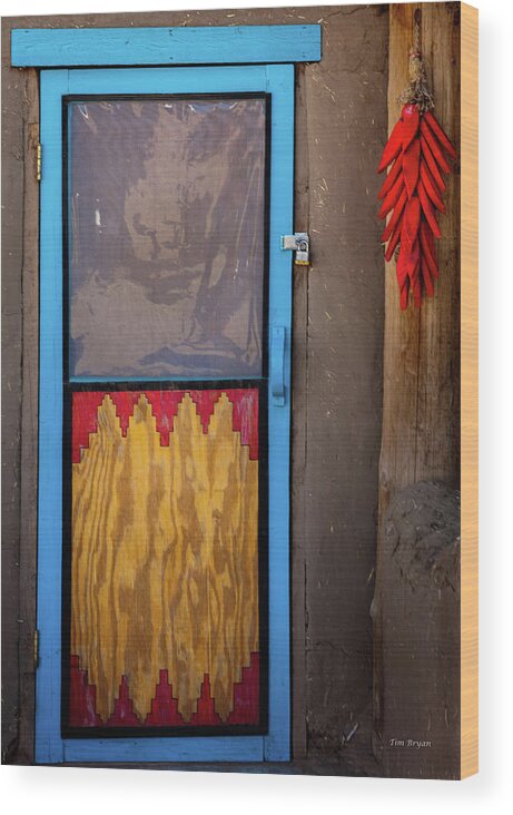 South-west Wood Print featuring the photograph Puerta con Chiles by Tim Bryan