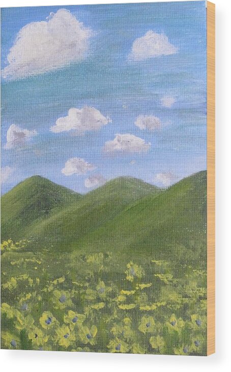 Mountains Wood Print featuring the painting Purple middles by Trilby Cole