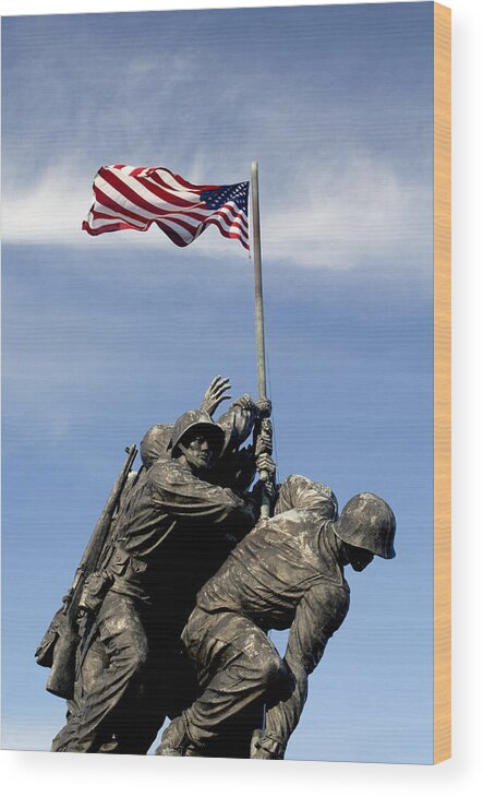 Marines Wood Print featuring the photograph Raising the flag on Iwo - 809 by Paul W Faust - Impressions of Light