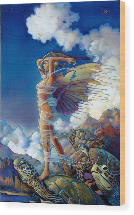 Mermaid Wood Print featuring the painting Rapture and the Ecstasea by Patrick Anthony Pierson