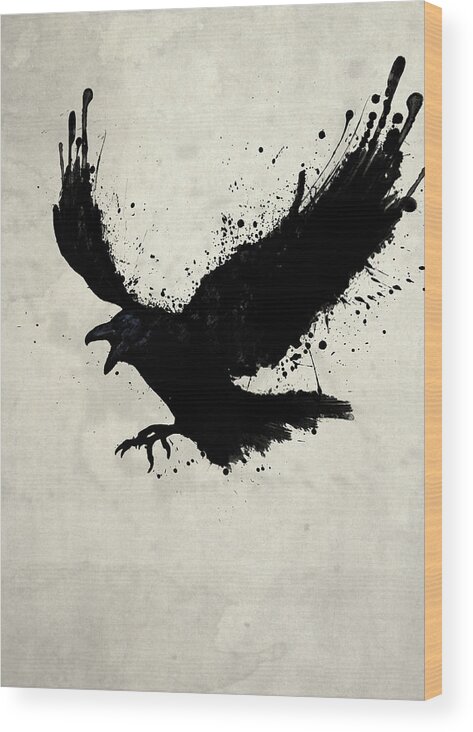 Raven Wood Print featuring the digital art Raven by Nicklas Gustafsson