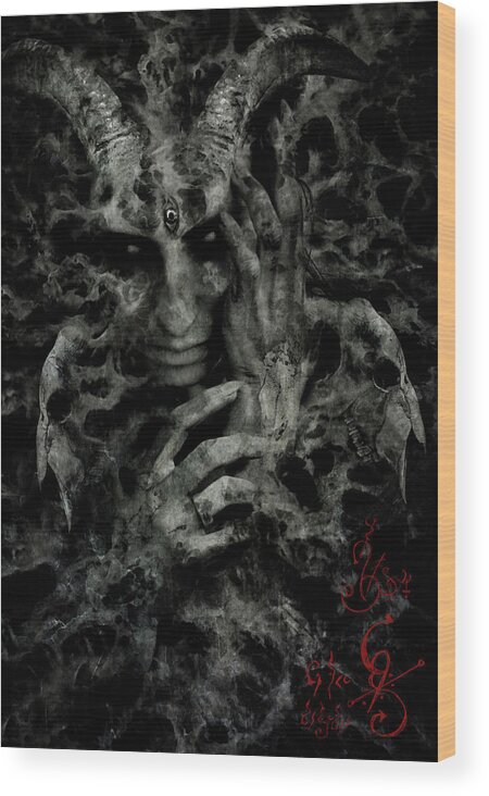 Demon Wood Print featuring the digital art Rebirth by Cambion Art