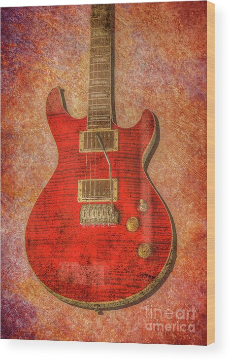 Red Rock Guitar Wood Print featuring the digital art Red Rock Guitar by Randy Steele