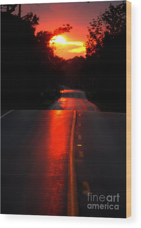 Landscape Wood Print featuring the photograph Red Street by Lila Fisher-Wenzel