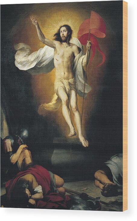 Bartolome Esteban Murillo Wood Print featuring the painting Resurrection of the Lord by Bartolome Esteban Murillo