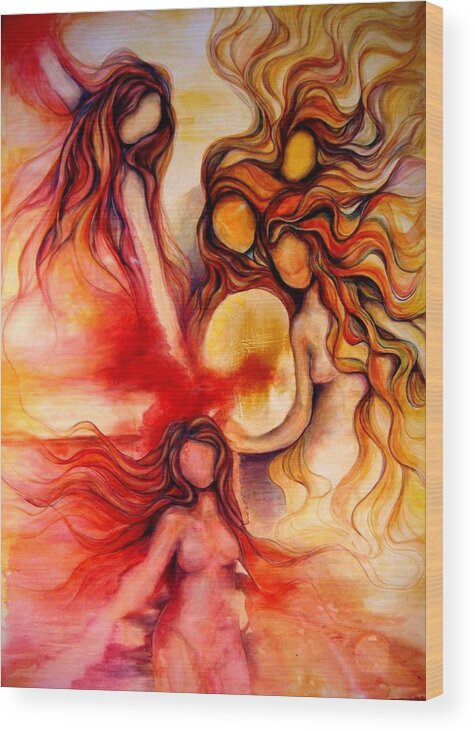 Womanhood Wood Print featuring the painting Rising by Darcy Lee Saxton