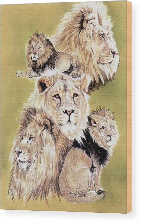 Lion Wood Print featuring the mixed media Royalty by Barbara Keith