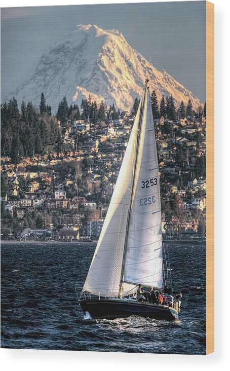 Sailing Wood Print featuring the photograph Sailing On Elliot Bay, Seattle, WA by Greg Sigrist