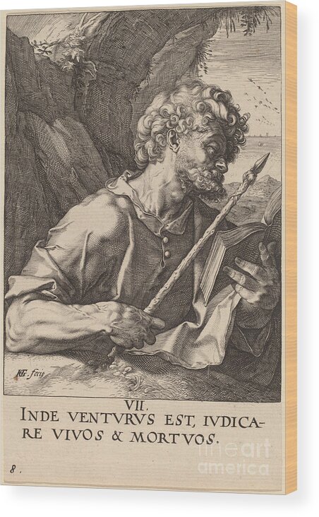  Wood Print featuring the drawing Saint Thomas by Hendrik Goltzius