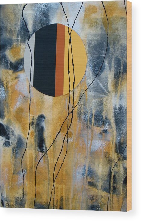 Abstract Wood Print featuring the painting Serendipity by Louise Adams