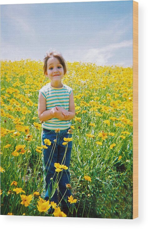 Spring Wood Print featuring the photograph She Loves Yellow by Joy Tudor