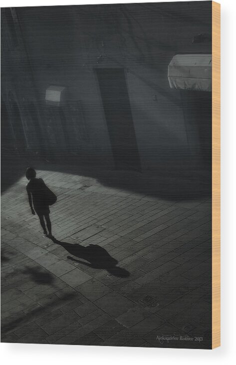 Shadow Wood Print featuring the photograph She's Leaving Home by Aleksander Rotner
