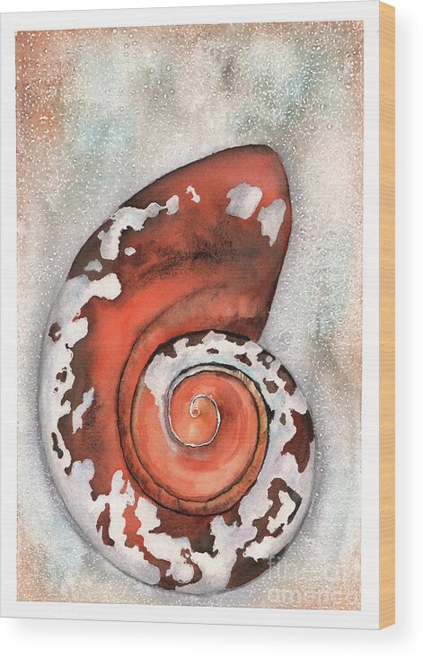 Seashell Wood Print featuring the painting Shining Shell by Hilda Wagner