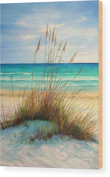 Siesta Key Beach Wood Print featuring the painting Siesta Key Beach Dunes by Gabriela Valencia