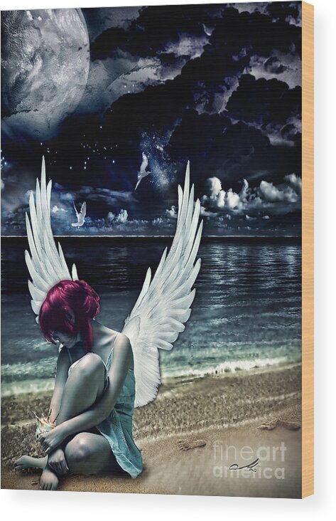 Silence Of An Angel Wood Print featuring the photograph Silence of an Angel by Mo T