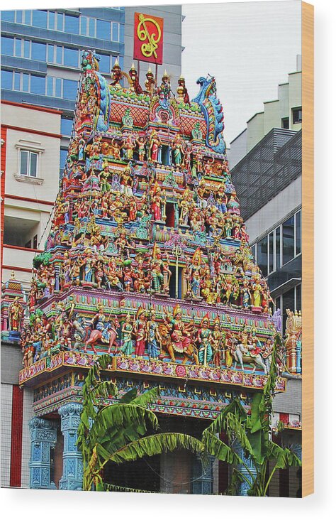 Sri Veeramakaliam Temple Wood Print featuring the photograph Singapore - Sri Veeramakaliam Temple by Richard Krebs