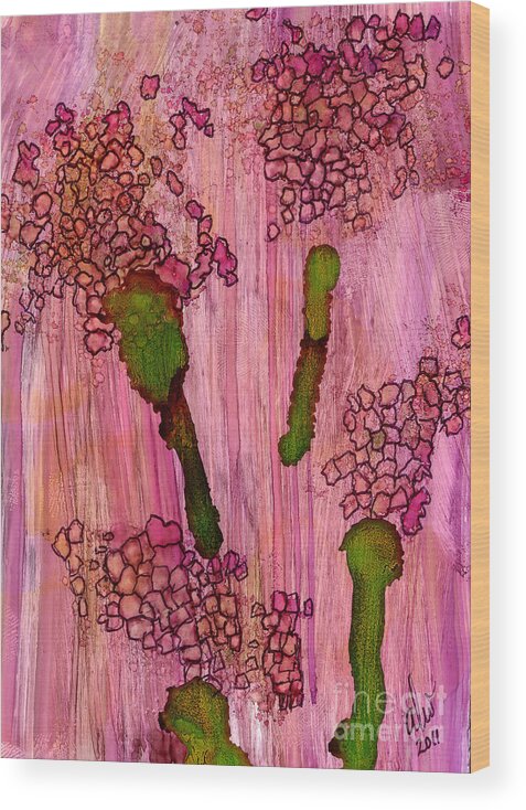 Abstract Wood Print featuring the painting Small Clusters by Angela L Walker