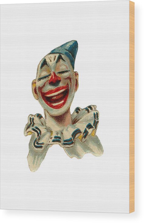 Vintage Clown Wood Print featuring the digital art Smiley by Kim Kent