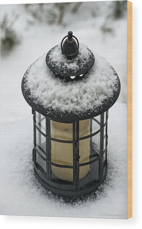 Lamp Wood Print featuring the photograph Snow Covered Lamp by Phil Abrams