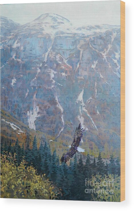 Bald Eagle Wood Print featuring the painting Soaring Eagle by Donald Maier