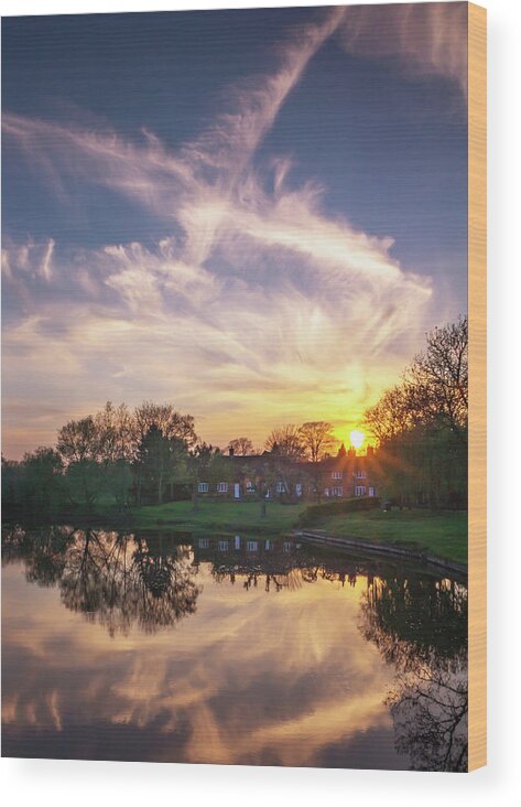 Berkshire Wood Print featuring the photograph Sonning Sunset Reflections by Framing Places