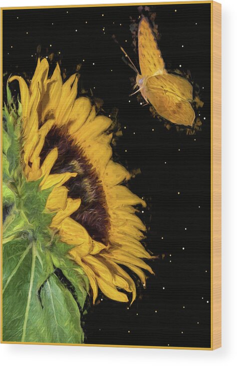 Sunflower Wood Print featuring the photograph Sparkles by Cathy Kovarik