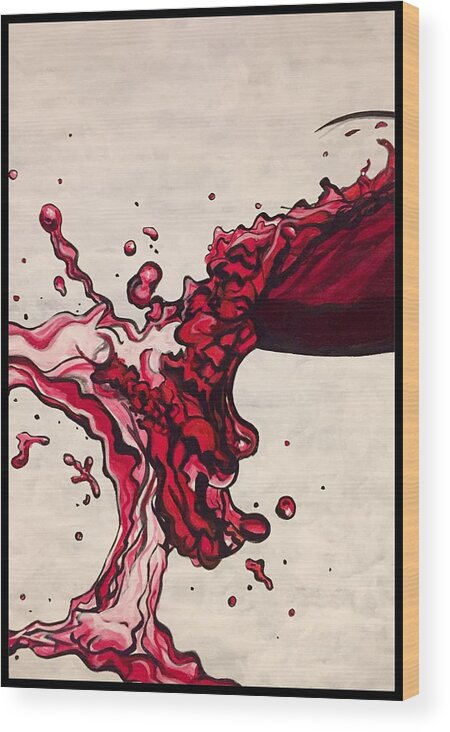 Wine Wood Print featuring the painting Splash by Joel Tesch