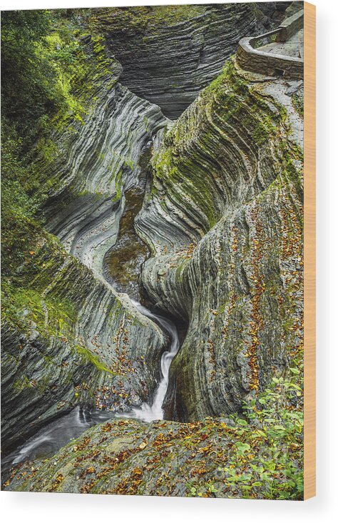 New York Wood Print featuring the photograph Sprial Tunnel Gorge Near Cavern Cascade by Karen Jorstad