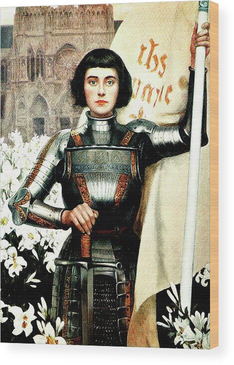 St Joan Of Arc Wood Print featuring the mixed media St Joan of Arc - Jeanne d'Arca by Albert Lynch