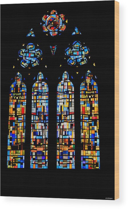 Stained Glass Wood Print featuring the photograph Stained Glass France by Tom Prendergast
