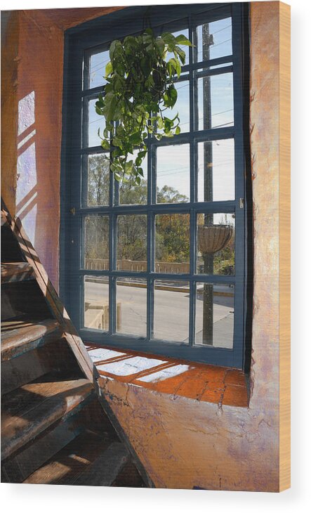 Window Wood Print featuring the photograph Stair Lit by Arthur Fix