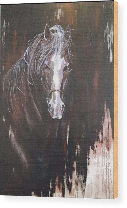 Horse Wood Print featuring the painting Standing Firm by Heather Roddy