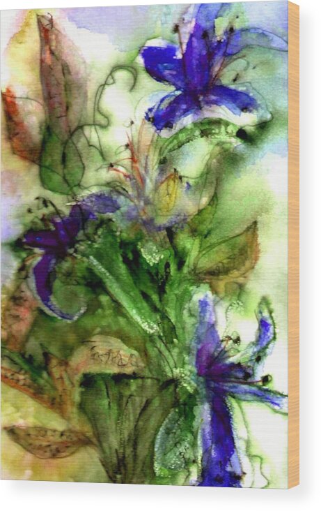 Flower Wood Print featuring the painting Starflower by Anne Duke