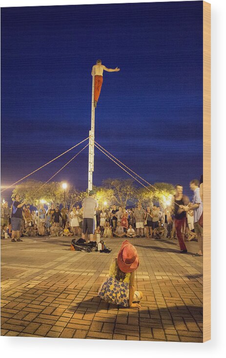 Charles Harden Wood Print featuring the photograph Street Performer Key west by Charles Harden