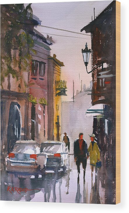City Scene Wood Print featuring the painting Strolling in Greece by Ryan Radke