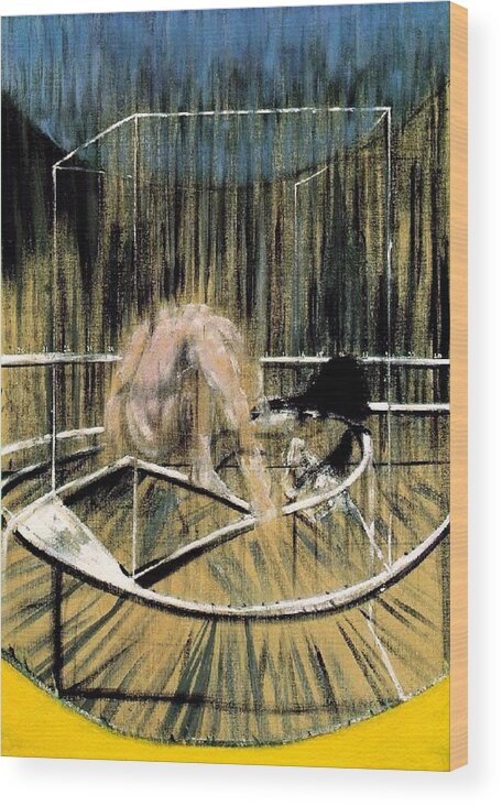 Francis Bacon Wood Print featuring the painting Study for Crouching Nude by Francis Bacon