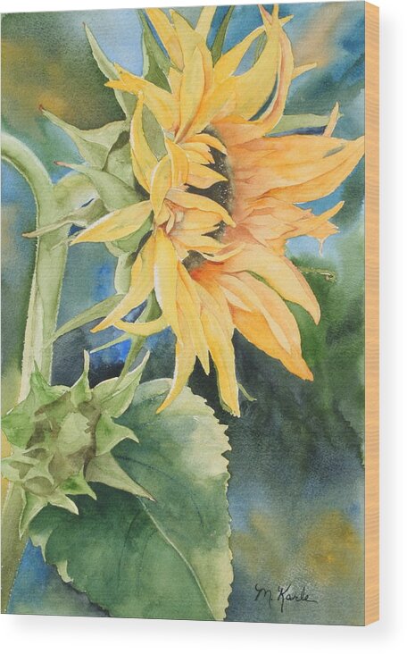 Flower Wood Print featuring the painting Summer Sunflower by Marsha Karle