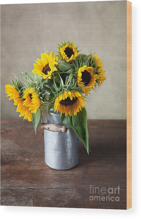Sunflower Wood Print featuring the photograph Sunflowers by Nailia Schwarz