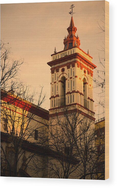 Iglesia Wood Print featuring the photograph Sunset in Seville - San Roque by AM FineArtPrints