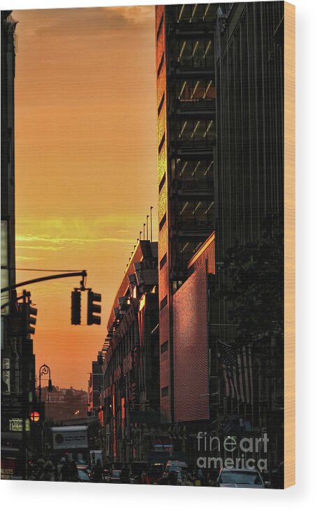 New York Wood Print featuring the photograph Sunset street one by Chuck Kuhn