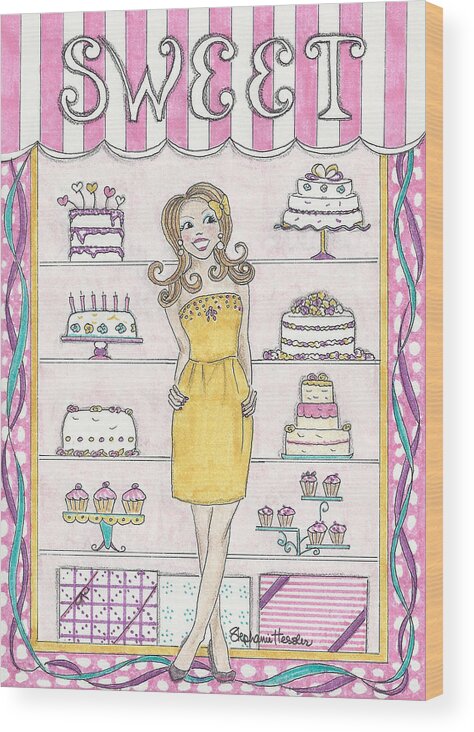 Sweet Wood Print featuring the mixed media Sweet Birthday by Stephanie Hessler