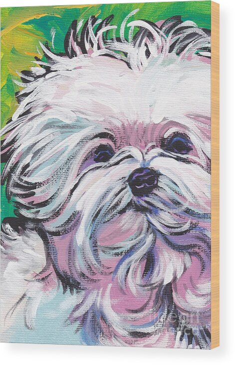 Maltese Wood Print featuring the painting Sweet Maltese by Lea S