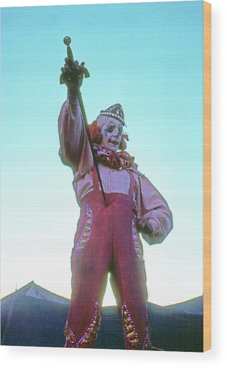 Clown Circus Sword Swallower Wood Print featuring the photograph Sword Swallower by Laurie Stewart