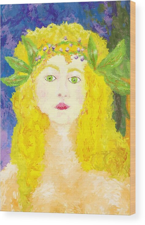 Woman Wood Print featuring the painting Sylph of Spring by Shelley Bain